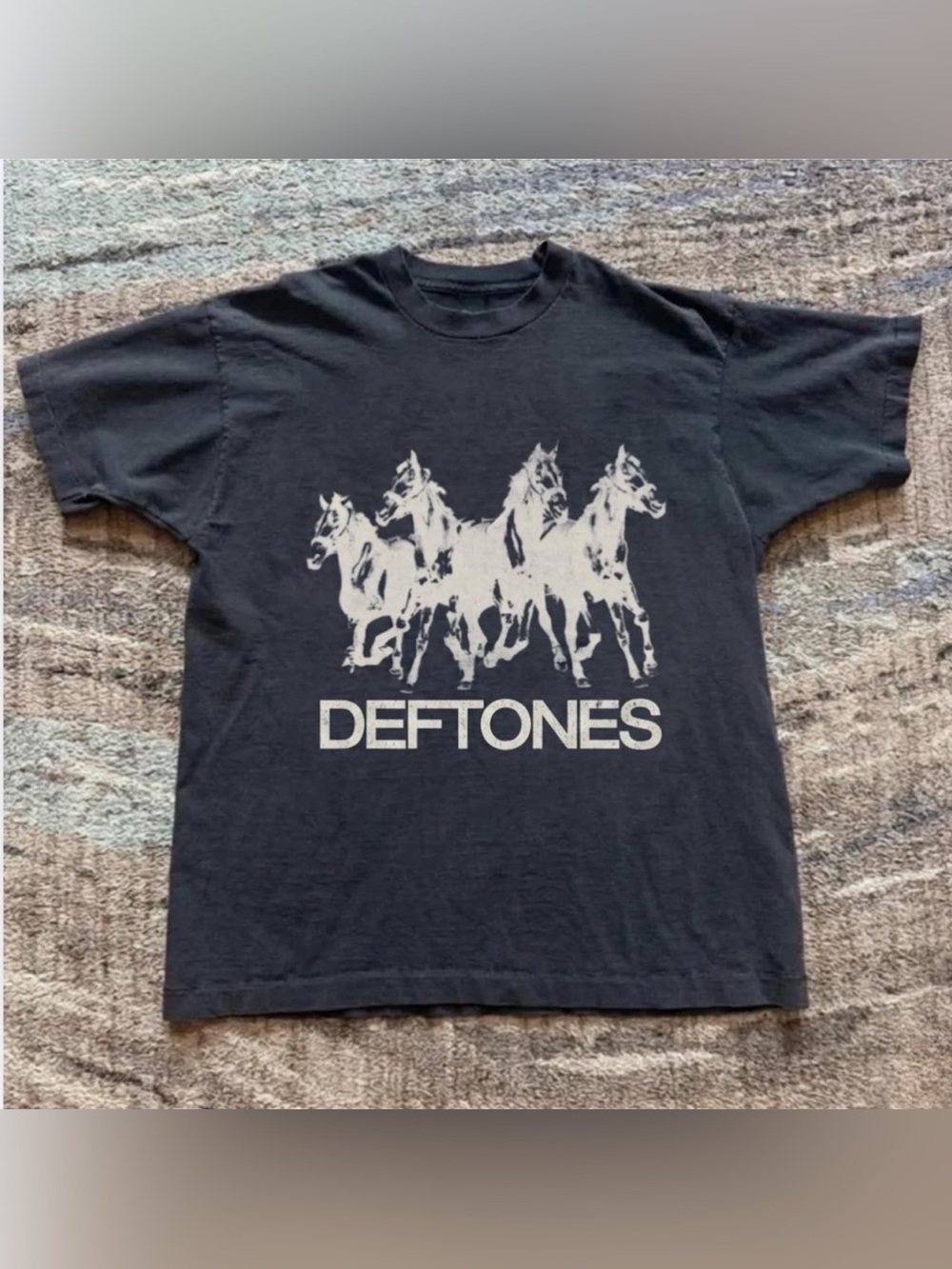 Deftones Graphic Band Tee in Black with White Print